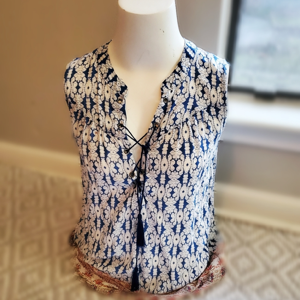 Silk lace-up top